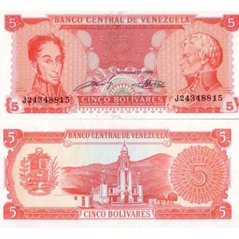 P.70 Venezuela Billet de 5 Bolivares