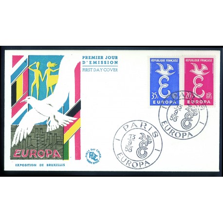 Enveloppe 1er jour Europa 1958