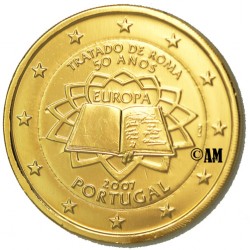 Portugal Traité de Rome - 2 euros commémorative dorée à l'or fin 24 carats
