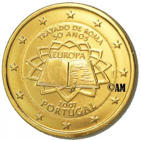 Portugal Traité de Rome - 2 euro commémorative dorée à l'or fin 24 carats