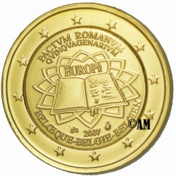 Belgique Traité de Rome - 2 euros commémorative dorée à l'or fin 24 carats