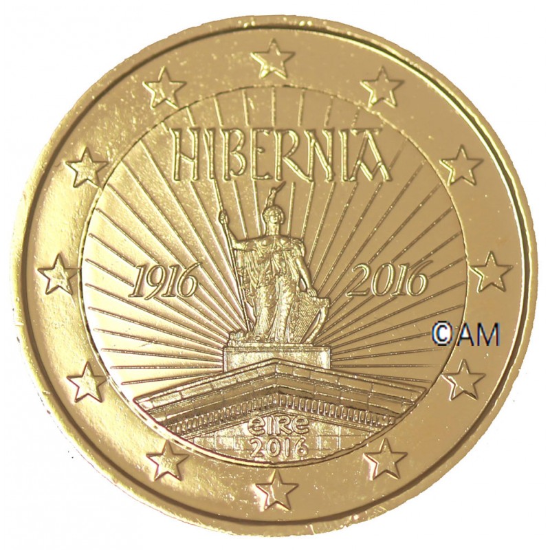 Irlande 2016 2 euro commémorative Hibernia dorée à l'or fin 24 carats