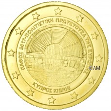 Chypre 2017 - 2 euro commémorative Paphos dorée à l'or fin 24 carats
