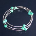 Amazonite- Bracelet 3 rangs en argent