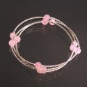 Quartz Rose - Bracelet 3 rangs en argent