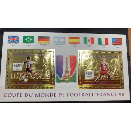 Bloc Feuillet Or Football - REPUBLIQUE DU TCHAD