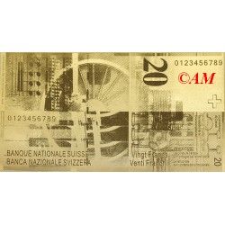 Reproduction billet 20 Francs Suisse - Doré Or fin 24 carats
