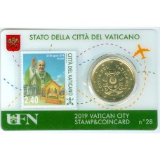Vatican 2019 : Coincard 50 cts Pape François + timbre