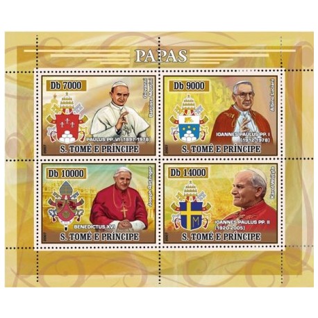 Bloc Feuillet Papes et Vatican - Saint Tomé et Principauté 2007
