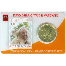 Vatican 2020 : Coincard 50 cts Pape François + timbre