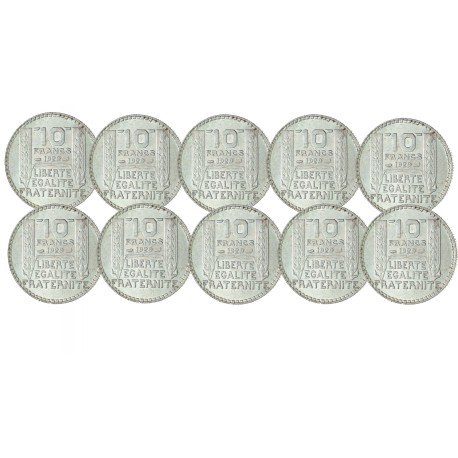 Lot 10 Francs Turin en Argent x10