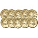 Lot x10 Belgique 2014 - 2 euro commémorative dorée à l'or fin 24 carats