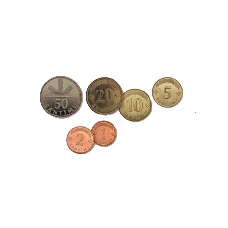Lettonie - série 6 pièces lats avant euro