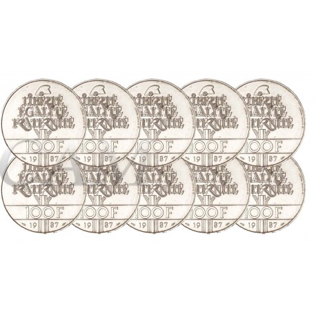 Lot de 10 pièces 100 Francs Argent La Fayette