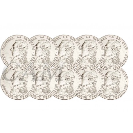Lot de 10 pièces 100 Francs Argent La Fayette