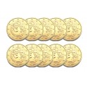 Lot X10 Belgique 2011 - 2 euro commémorative dorée à l'or fin 24 carats