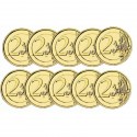 Lot X10 Belgique 2011 - 2 euro commémorative dorée à l'or fin 24 carats
