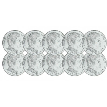 Lot de 10 pièces 100 Francs Argent Marie Curie