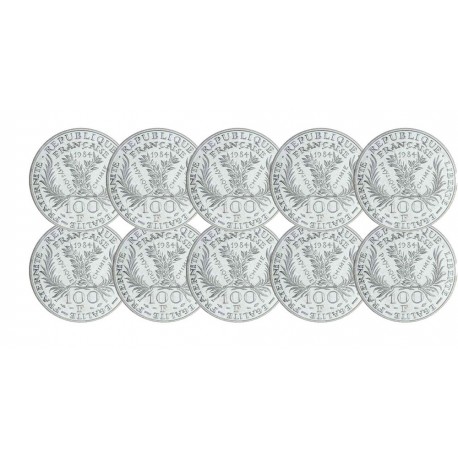 Lot de 10 pièces 100 Francs Argent Marie Curie