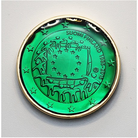 Finlande 2015 drapeau - dorée OR fin 24 carats Emeraude
