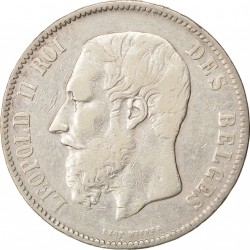Léopold II Roi des Belges - 5 francs Argent