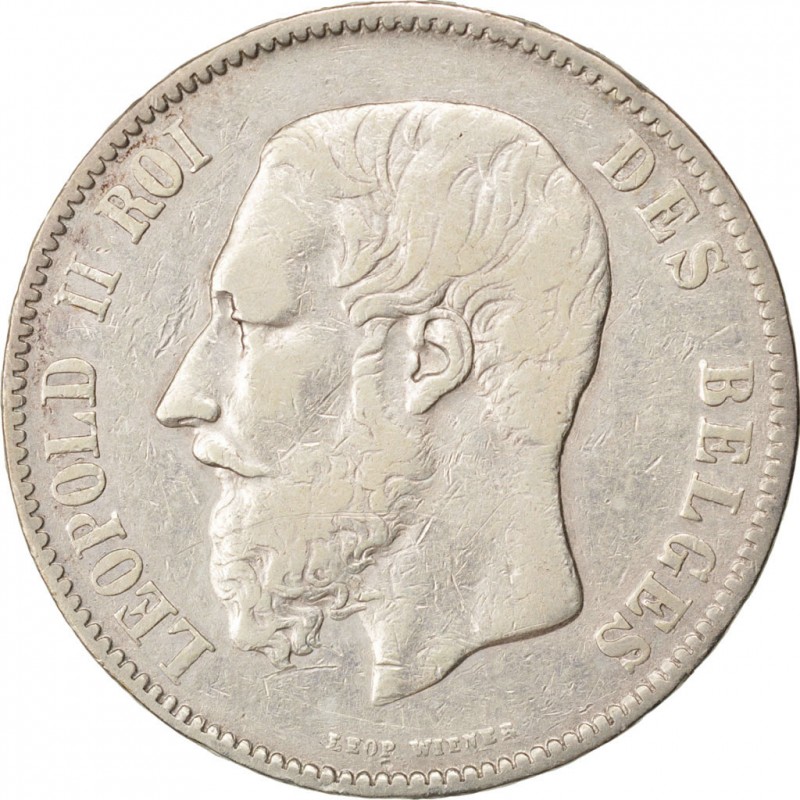 5 francs argent Léopold II Roi des Belges