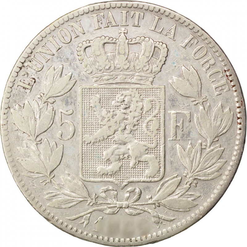 5 francs argent Léopold II Roi des Belges