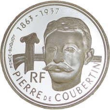 100 Francs Argent Coubertin 1991
