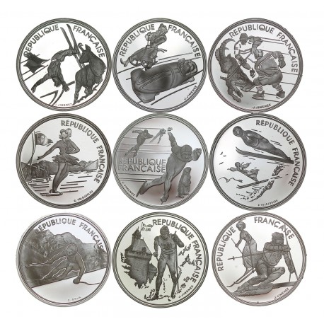 Série complète 9 monnaies argent - Albertville JO 1992