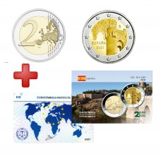 2 euros  Espagne 2021 Tolede + carte commémorative