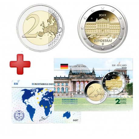 2 euros Allemagne 2019 Bundesrat + carte commémorative