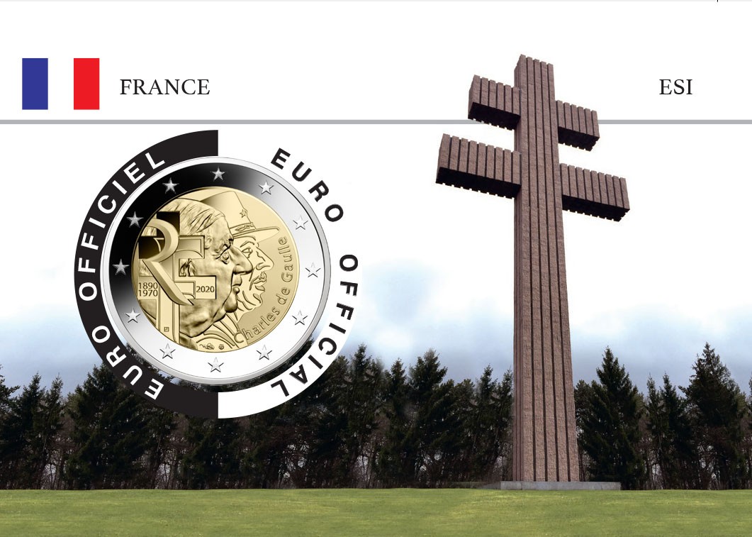 Piece De 2 Euros Croix De Lorraine Coincard France 2020 DeGaulle - La Croix de Lorraine