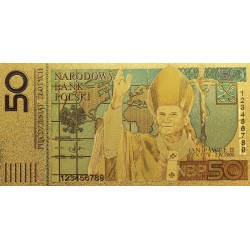 Jean Paul II - Reproduction billet Russie 50 Zlotych doré or