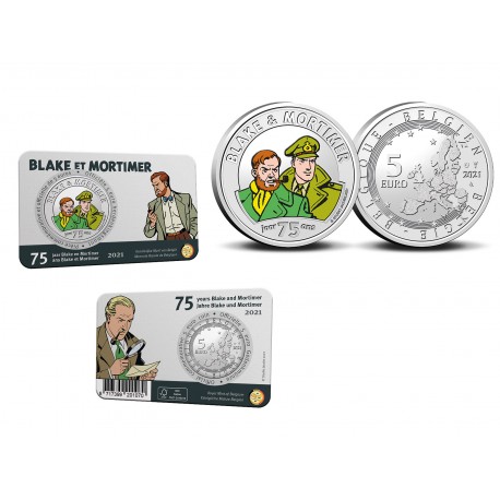 Belgique 2021 - 5 euros couleurs Coincard Black et Mortimer