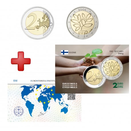 2 euros Finlande 2004 UE + carte commémorative