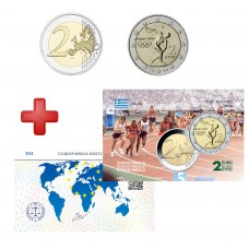 2 euros Grèce 2004 JO + carte commémorative