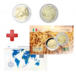 2 euros Grèce Italie 2004 programme alimentaire + carte commémorative