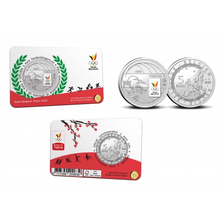 Belgique 2020 Coincard - 5 euros Jeux Olympique couleur