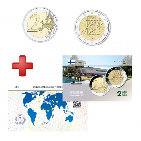 2 euros Finlande 2020 Turku + carte commémorative