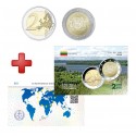 2 euros Lituanie 2020 Aukstaitija + carte commémorative