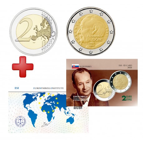 2 euros Slovaquie 2021 Dubcek + carte commémorative