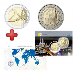 2 euros  Vatican 2005 JMJ  + carte commémorative