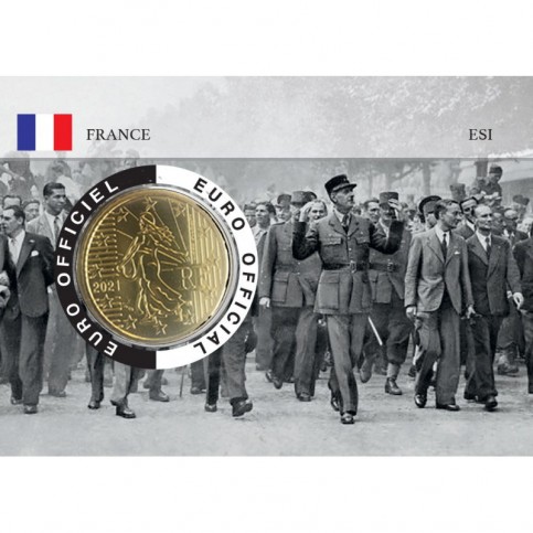 France 2021 50 centimes - coincard Charles de Gaulle-Portrait