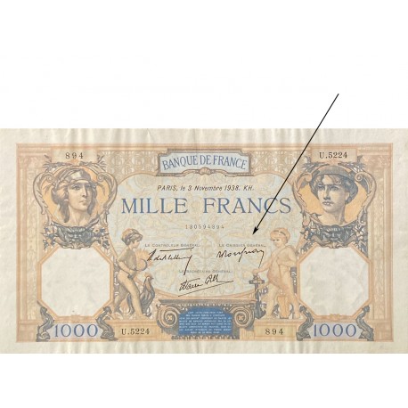 1000 Francs - Ceres et Mercure - Caissier General - 1937-1940 - Belle qualité
