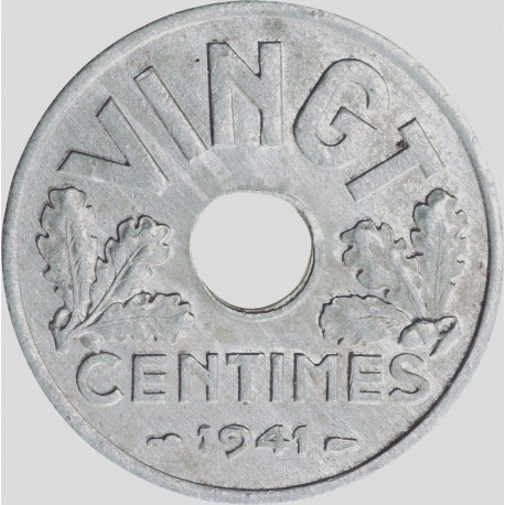 Vingt centimes Etat Français (lettre)