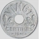 Vingt centimes Etat Français (lettre)