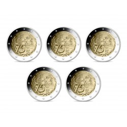 Lot de 5 pièces France 2021 - 2 euro commémorative Unicef