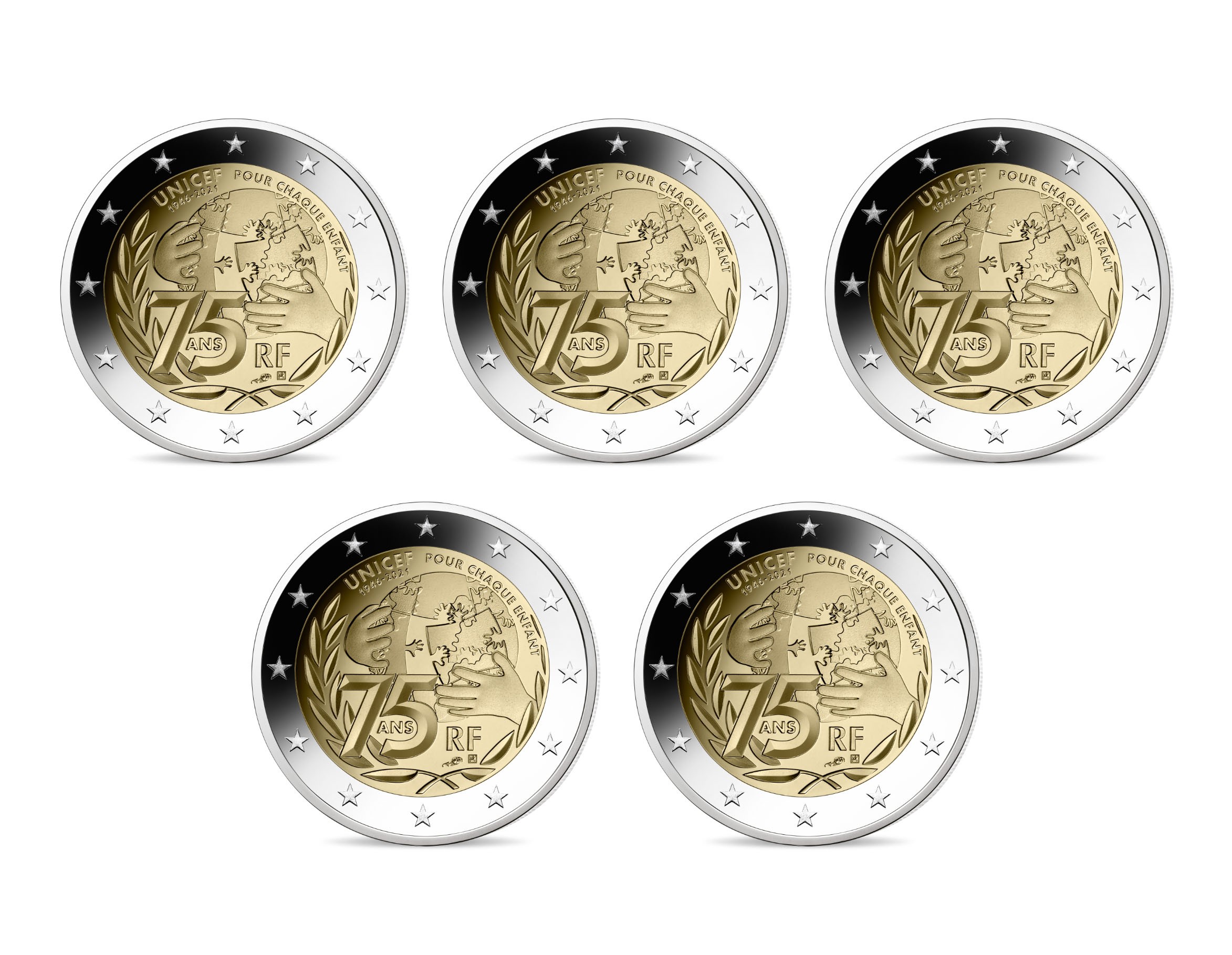 Pièce 2 Euro Unicef 75 Ans 1946 2021 Valeur France 2021 - 2 euro commémorative UNICEF