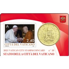 Vatican 2021 : Coincard 50 cts Pape François + timbre