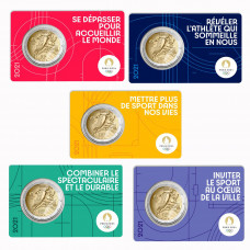 Collection complète France 2021 - 2 euro commémorative -  5 X coincards "PARIS 2024"
